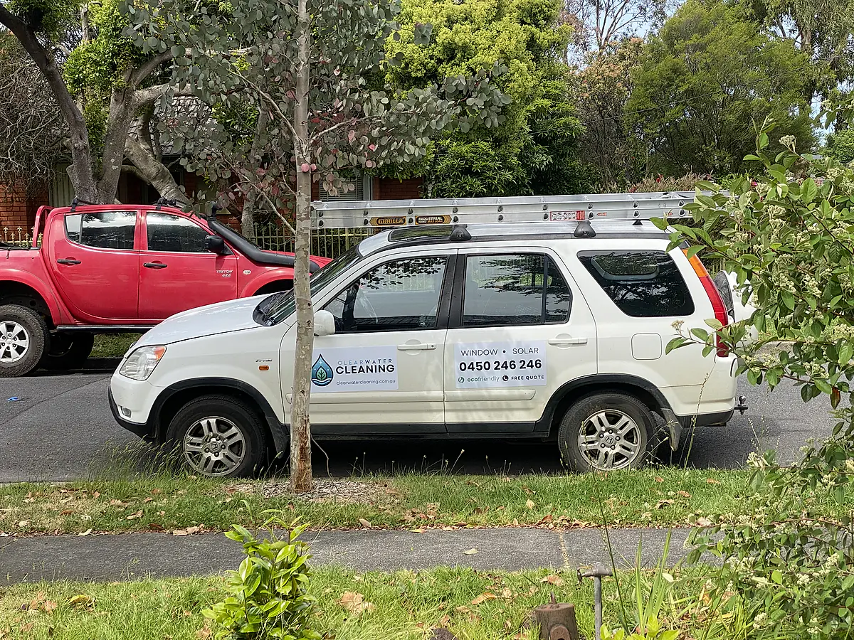 Clearwater Cleaning signwritten vehicle parked at a job